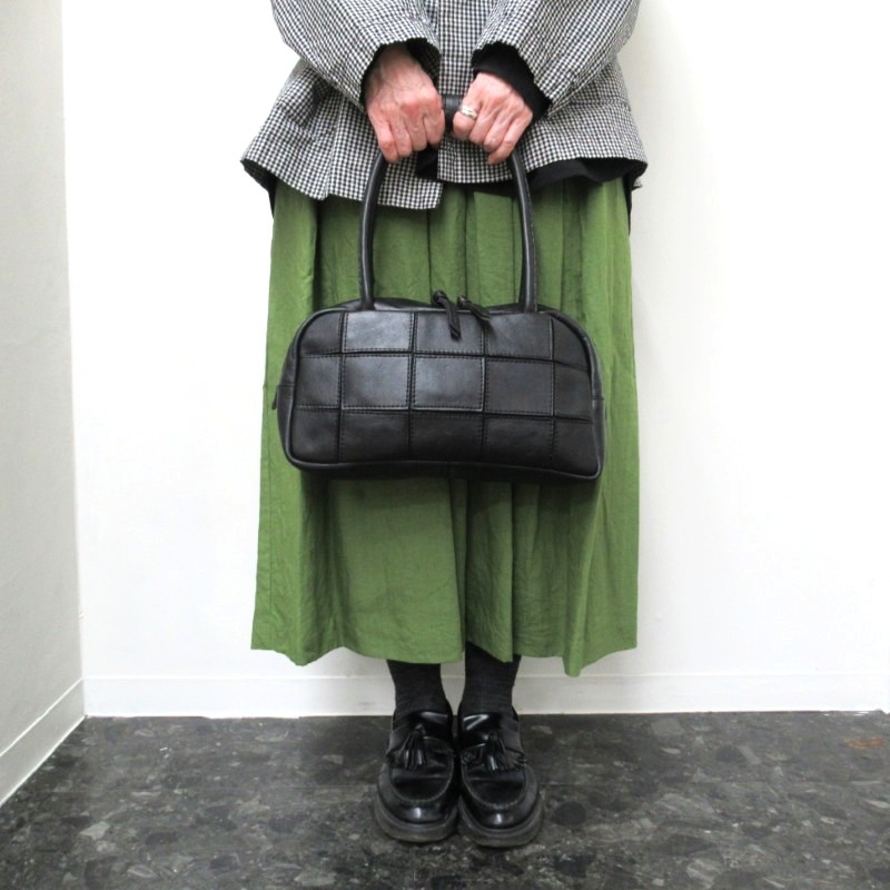 PEAKS PEAK   カウレザーパッチワーク横長ファスナートート /BK